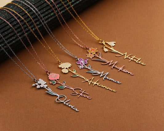 Solid Gold Personalized Birth Month Necklace