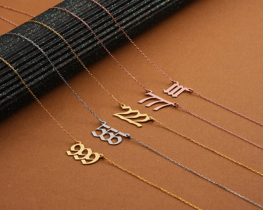 Solid Gold Lucky Number - Angel Number Necklace