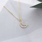 Solid Gold & Certified Diamond Crescent Moon Necklace