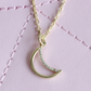 Solid Gold & Certified Diamond Crescent Moon Necklace