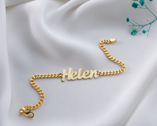 Solid Gold Personalized Name Bracelet
