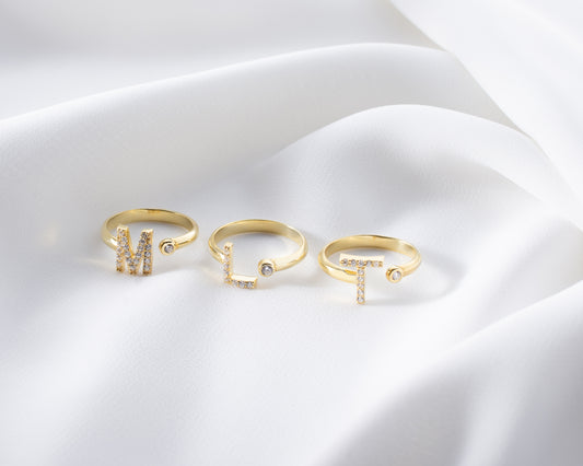 Solid Gold & Certified Diamond Personalized Initial Ring