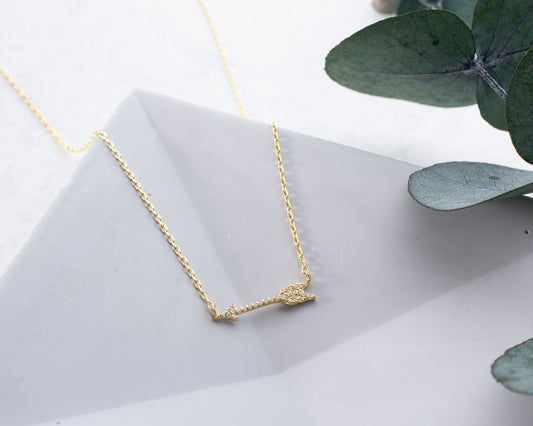 Solid Gold & Certified Diamond Arrow Necklace