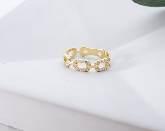 Solid Gold & Certified Diamond Chain Link Ring Band