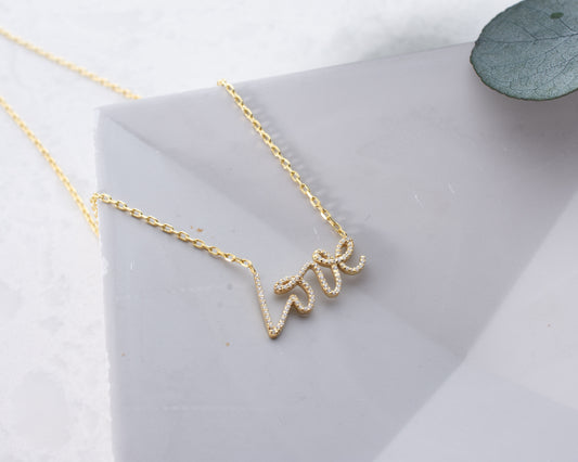 Solid Gold & Certified Diamond Love Necklace